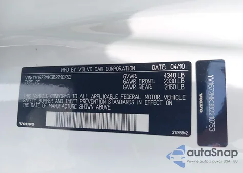 2011 Volvo C30 T5/T5 R-Design из США, поврежденный, VIN YV1672MK3B2210753